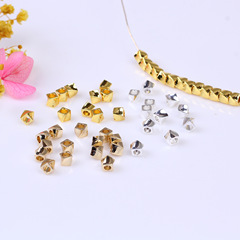 18/14k gold square twisted beads, color-retaining copper beads, lucky spacer beads material for DIY bracelets and necklaces, beads accessories