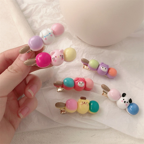Cute cartoon candied haws hairpin girl side bangs broken hairpin duckbill clip forehead small clip headdress hairpin
