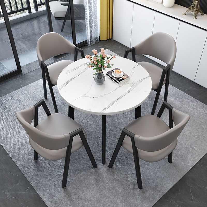 Negotiation Table and Chair Set for Commercial Use in Reception Areas, Small Round Table for Rest Areas, Simple and Casual, One Table and Four Chairs Dining Table