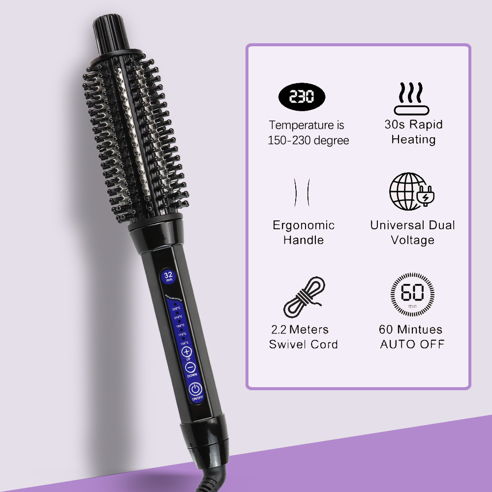 짧은머리용 이너컬링기, 게으른 여성용 컬링스틱, 큰 컬, 손상없는 컬링 빗, 스트레이트 빗, 화상방지