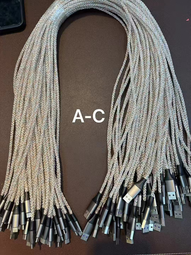 RGB 1-to-3 Data Cable Car-mounted LED Gradient Light Applicable Android Apple Huawei Type-C 3-in-1 Fast Charging Cable