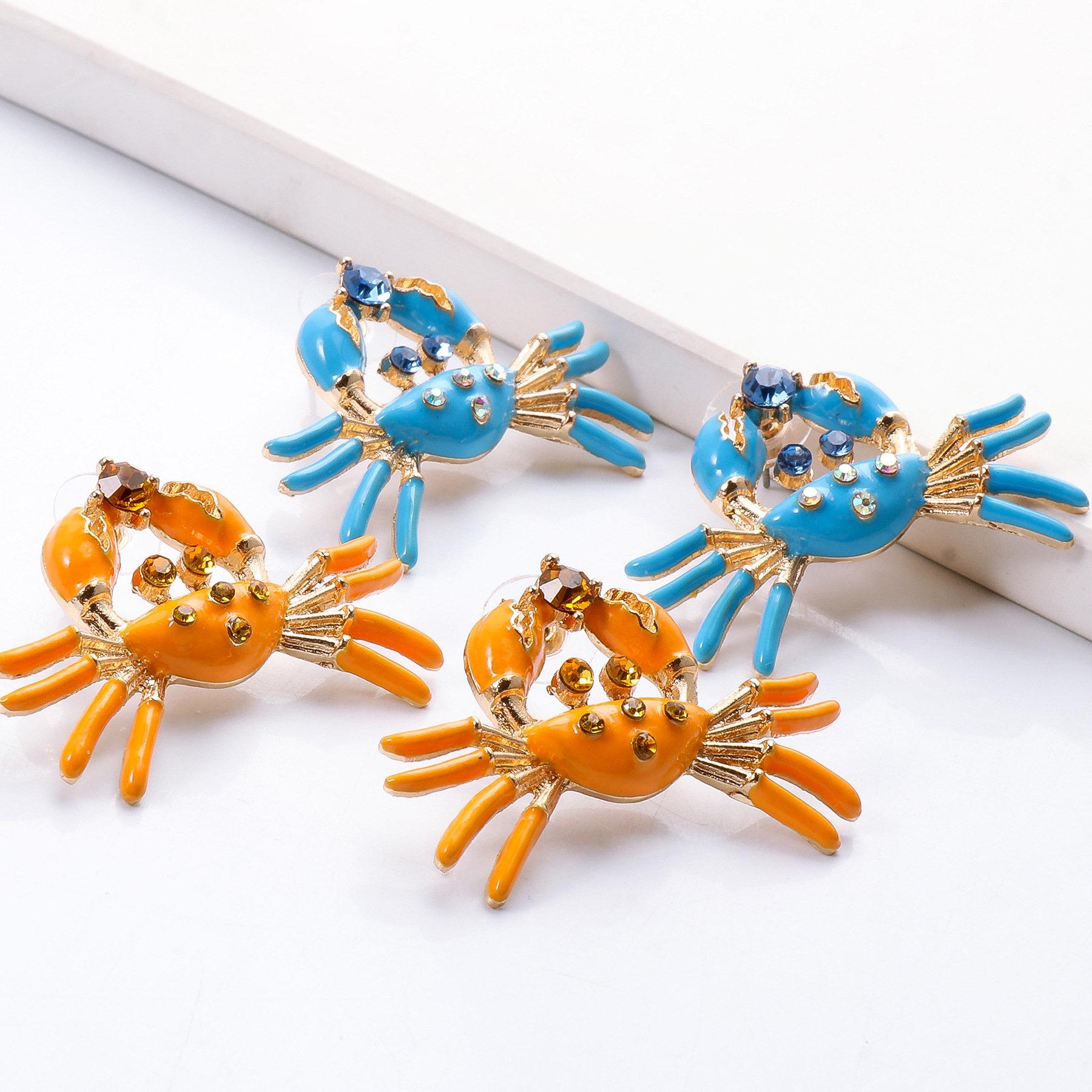retro oil dripping crab diamond alloy earrings wholesalepicture11
