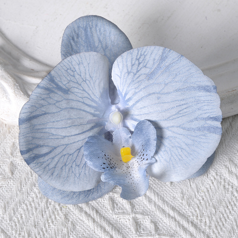 Película blanca Phalaenopsis flor cabeza pétalo simulación flor accesorios tocado horquilla diy flor decorativa de boda hecha a mano