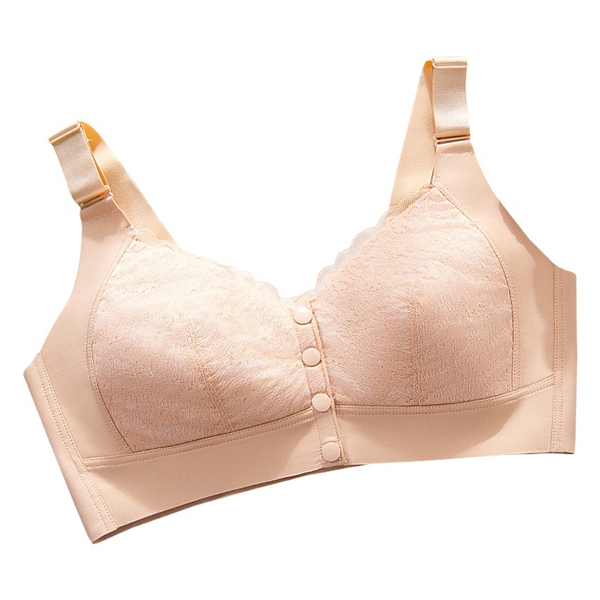 Ropa interior de la madre verano de las mujeres delgada hebilla frontal sujetador inalámbrico de mediana edad y mujeres mayores de seda de hielo más tamaño chaleco sujetador