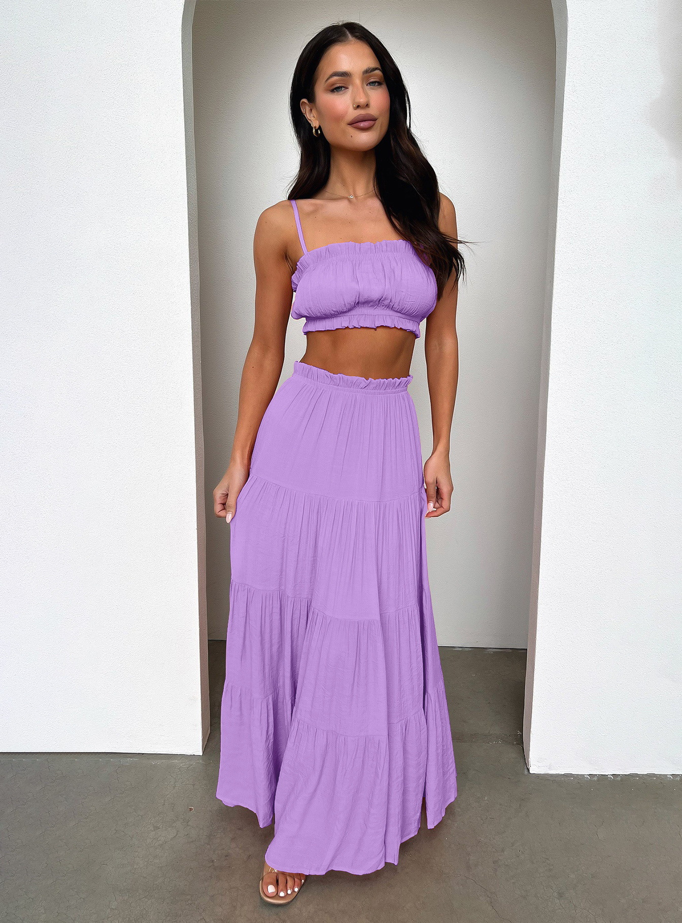 Summer Spring Streetwear Solid Color Cotton Maxi Long Dress Skirts display picture 5