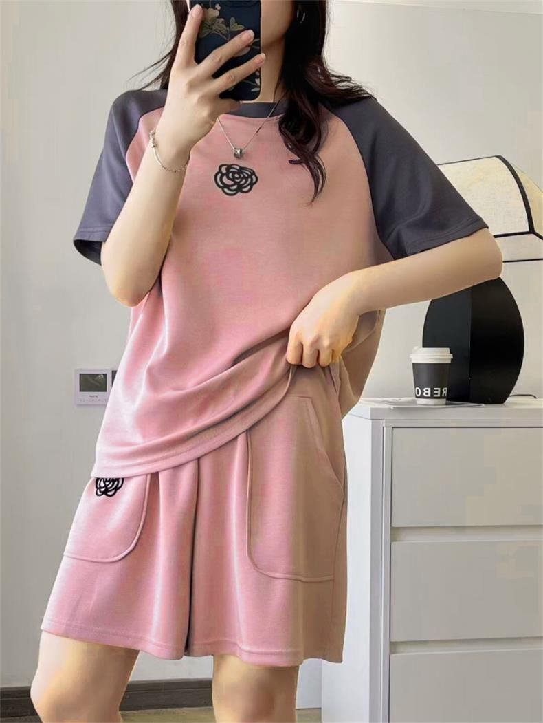 Women's Clothing Summer Fashion Two Piece Set For Women Color Block Slimming Loose Casual Plus Size Clothing_ecoleips.com