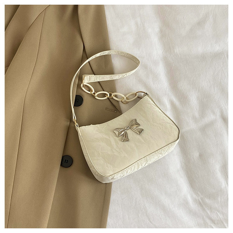 Borsa a spalla elegante con fiocco e catena per donna alla moda_voghion.com