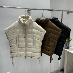 2024 new autumn and winter European standing collar loose plus size white duck down short fashion down vest women's vest