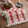 Red woven organic material, cotton and linen, American style