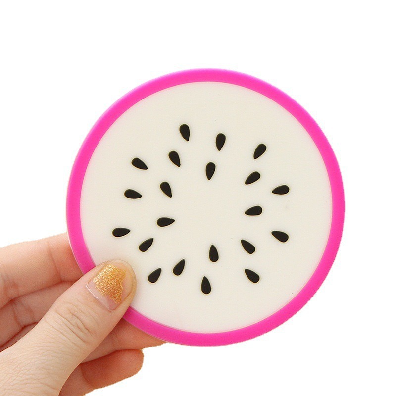 Posavasos de frutas de dibujos animados, posavasos antideslizantes de silicona de colores coloridos, posavasos en forma de fruta linda creativa, resistencia a altas temperaturas