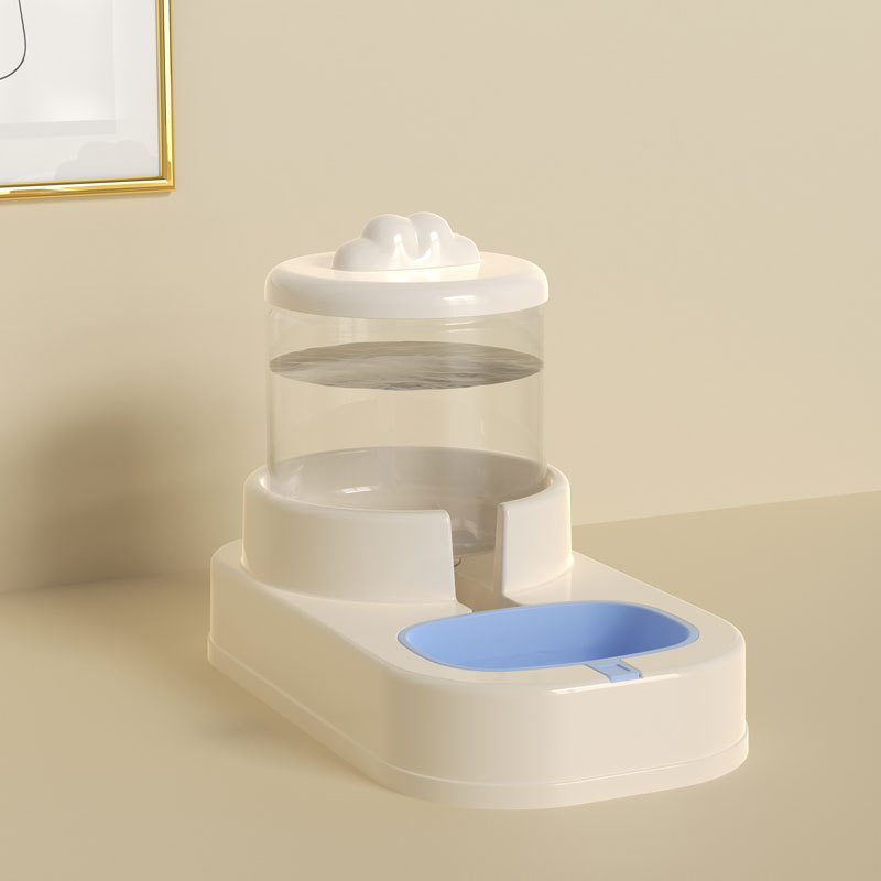 Miau y nuevas orejas de gato en forma de tazón doble para mascotas, alimentador automático de agua potable para gatos, productos para mascotas anti-volcado al por mayor