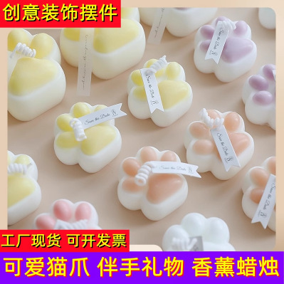 Wholesale aromatherapy candle cross-border cat shape creative hand gift Festival home decoration fragrance small cat claw candle