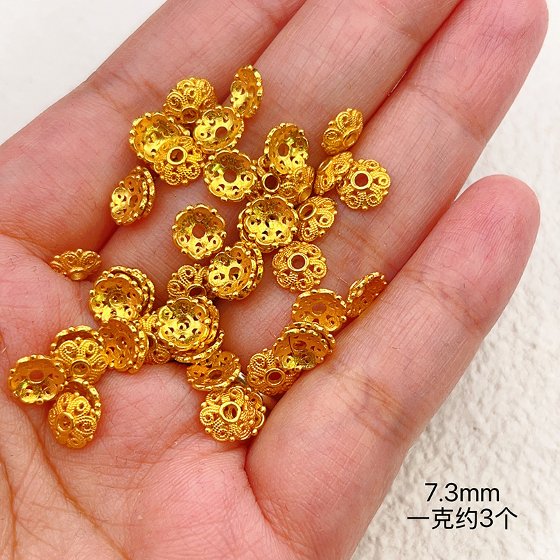 按克称S925银镀24K金花托手链项链串饰diy配件手工隔珠半成品|undefined