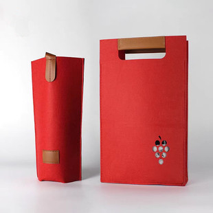 Wholesale Felt Red Wine Bag Simple Business Single and Double Champagne Gift Box Packaging Wine Portable Gift Bag