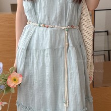 波西米亚复古串珠腰链腰绳女2025新款配裙子配饰手工编绳流苏腰带