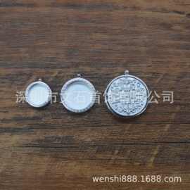 现货925纯银迷你唐卡嘎乌盒吊牌 圆形尼泊尔纯银金刚杵唐卡盒子