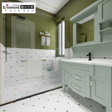 法式复古橄榄绿卫生间瓷砖网红浴室小花砖模具面厨房墙砖厕所地砖