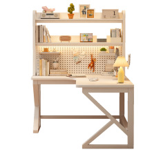 现货转角书桌家用学生儿童书架洞洞板一体式免打孔台式拐角电脑桌