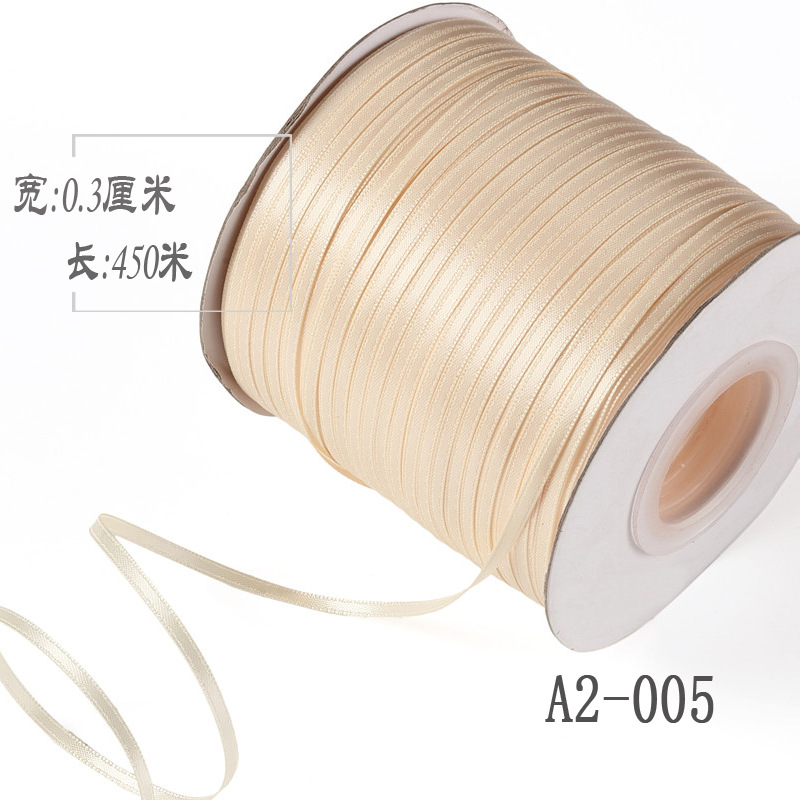 3mm de doble cara cinta de poliéster arco DIY cinta globo cuerda etiqueta grano embalaje fino cinta ropa satén