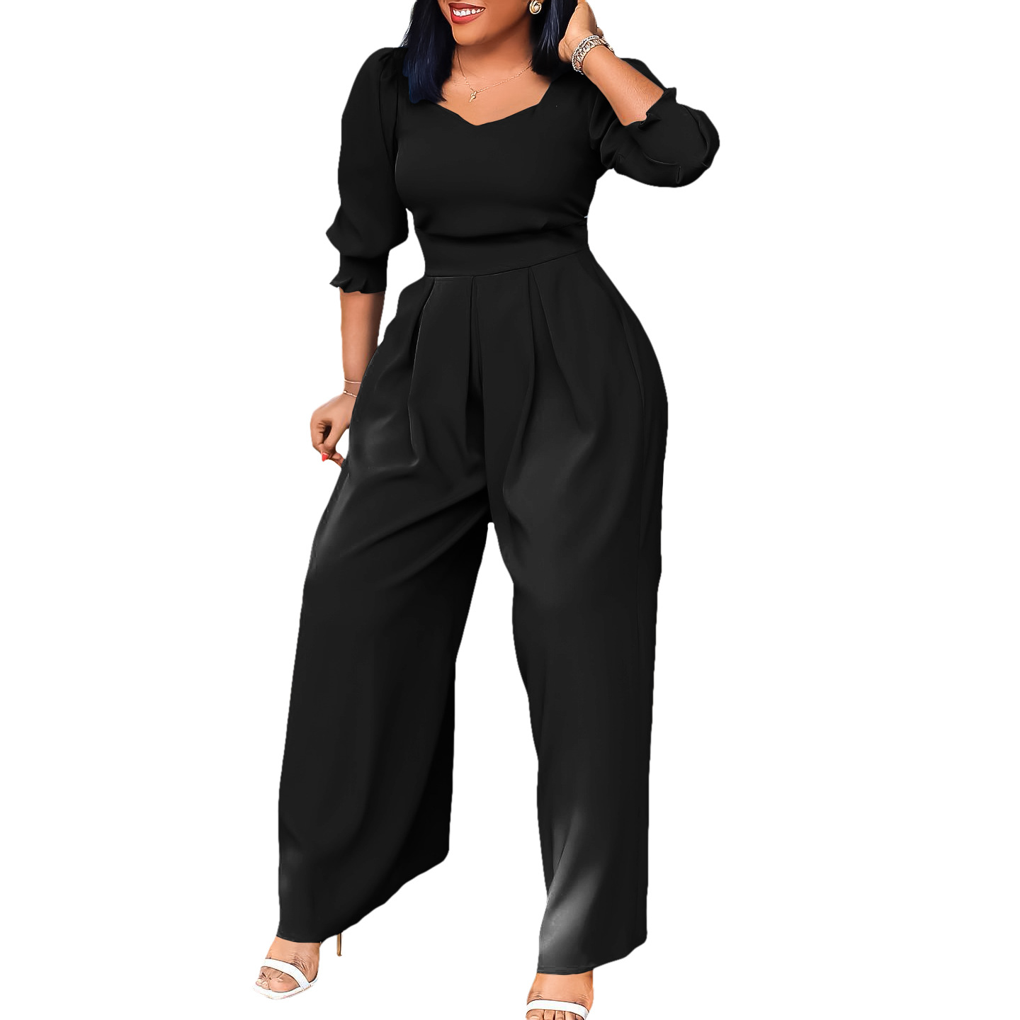 Damen Jumpsuit Langarm Lässig Weites Bein Für Den Winter_voghion.com