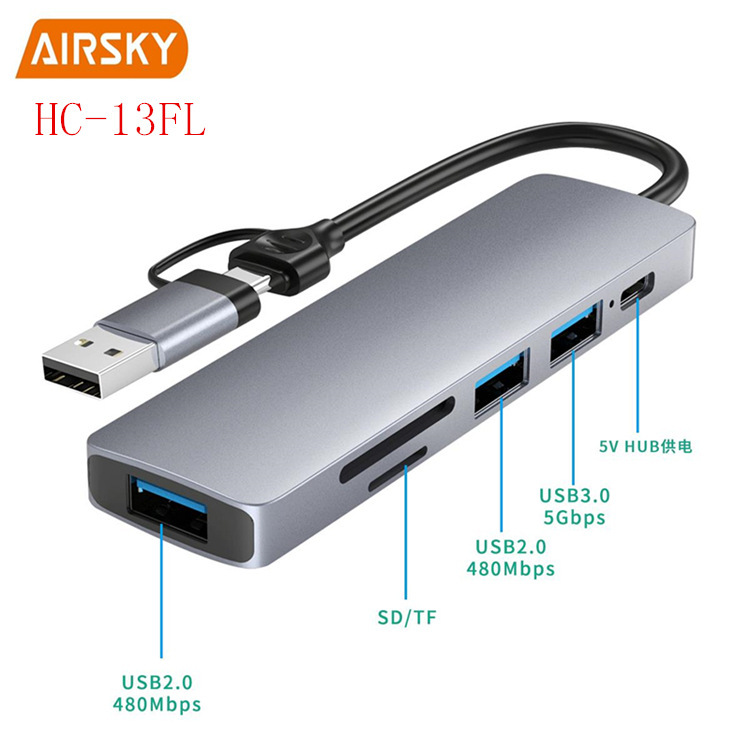 Cross-Border Hot-Selling Private Model Airsky Laptop Type C Hub Branch Hub Card Reader Docking Station
