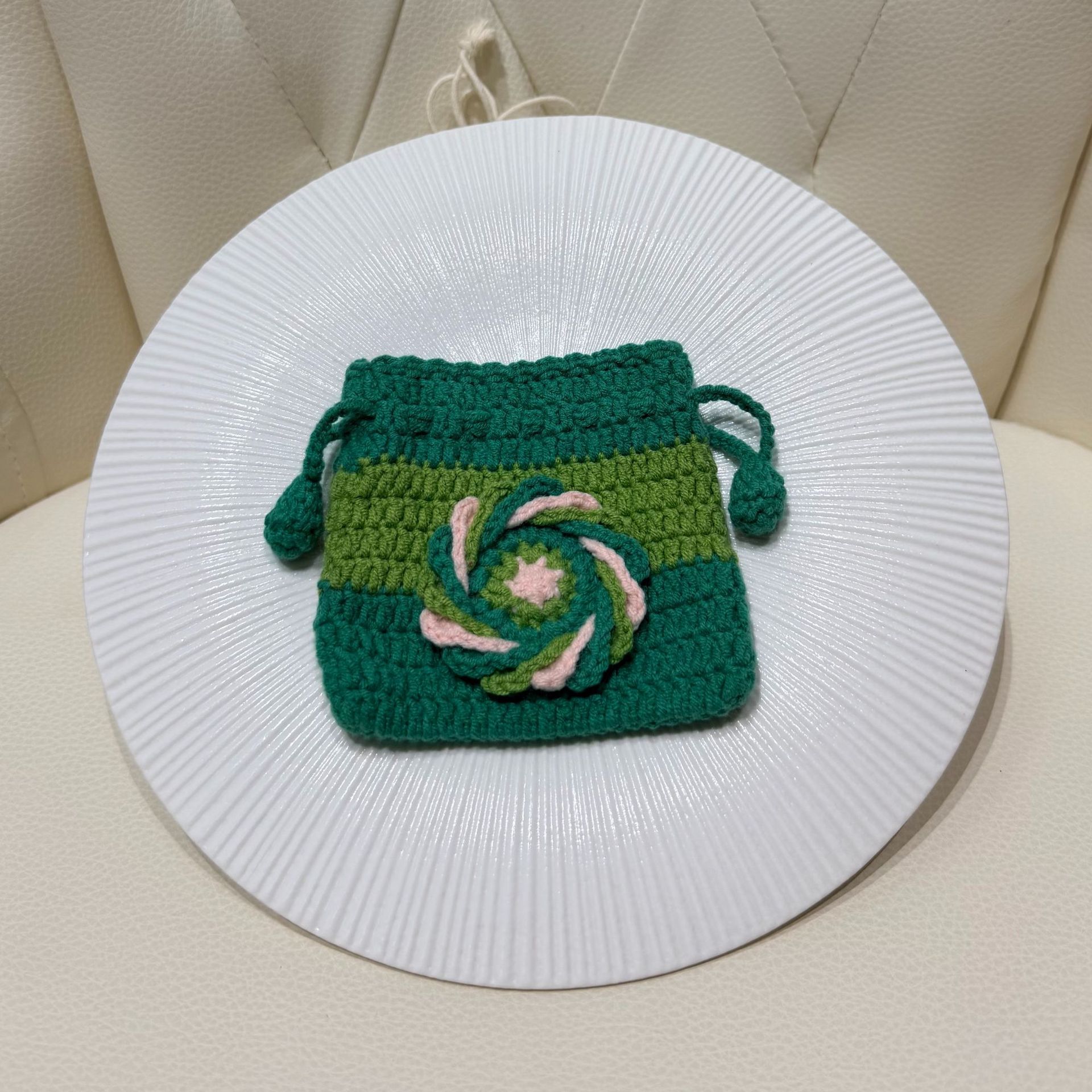 Mini Monedero de Cordón Tejido de Algodón para Uso Diario