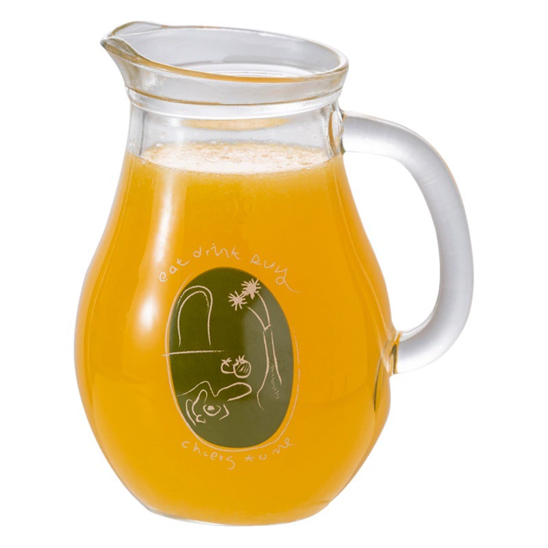 Южная Корея ins с воздушным охлаждением стеклянный чайник кафе большой емкости стеклянная набедренная фляжка ручка кувшин для молока чайник