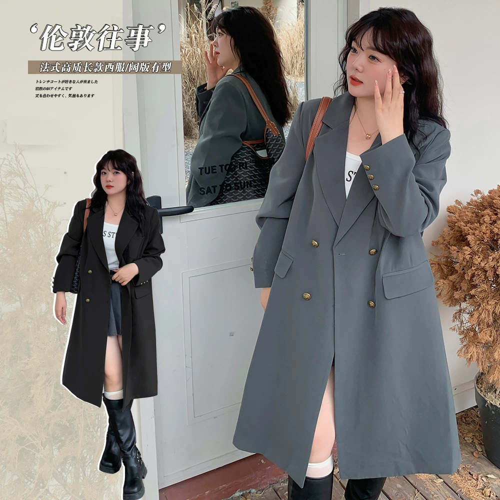 2365 Xuanchen, женский весенний новый элегантный плащ в корейском стиле длиной до колена, средней длины, свободный, утягивающий, в стиле костюма.