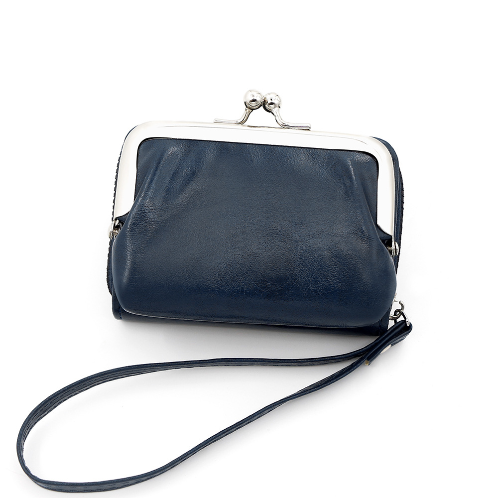 Kingdushi nueva moda bolso de tarjeta de cambio bolso de mujer transfronterizo con hebilla monedero con cremallera de 4 pulgadas bolso de mano