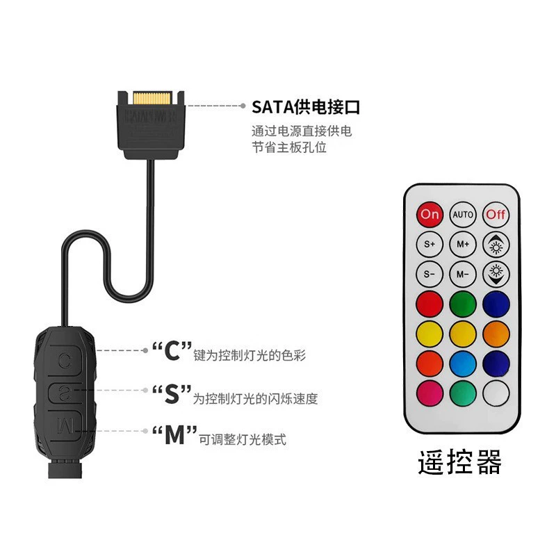 Корпусной контроллер ARGB 5V 3-пиновый PWM с регулировкой температуры, беспроводной пульт дистанционного управления, синхронизирующий хаб для вентиляторов