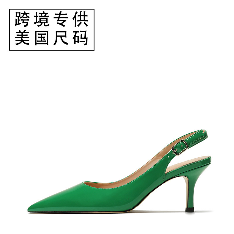 Cross-Border Exclusive New 6cm Pointed Toe Back Strap Sandals Sexy High Heels Women's American Size Amazon Dropshipping