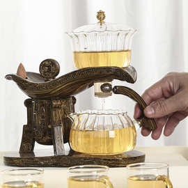 2024新款帝王爵杯全自动茶具套装家用玻璃懒人冲茶器办公室泡茶器