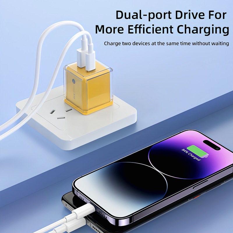 30 ワットデュアルポート充電ヘッド大型アイスキューブ A+C マカロン透明シェル急速充電ヨーロッパとアメリカの Apple 充電器に適しています|undefined