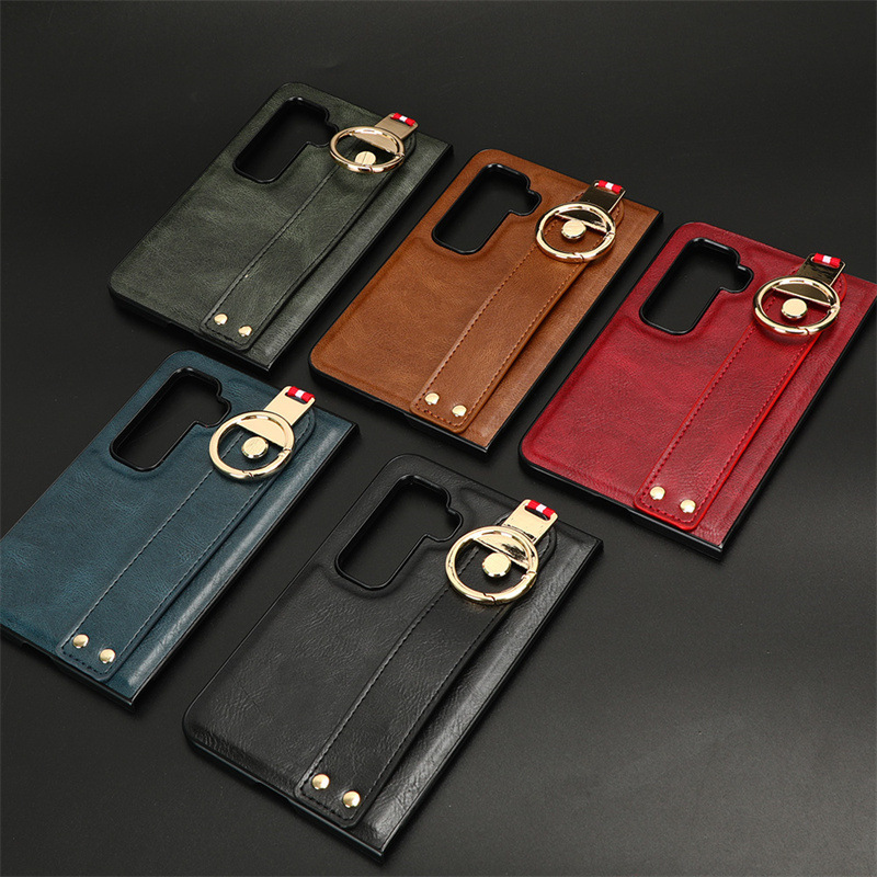 For Microsoft Microsoft Surface Duo 2 Ring Phone Case Wristband Lanyard Leather Protective Cover For Microsoft Microsoft Surface Duo 2 Ring Phone Case Wristband Lanyard Leather Protective Cover