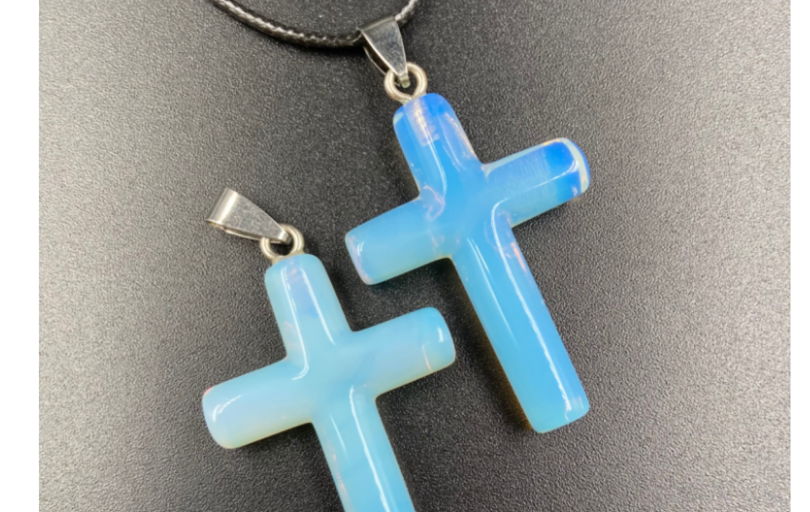 Retro Cross Natural Stone Pink Crystal Handmade Pendant Necklace 1 Piece