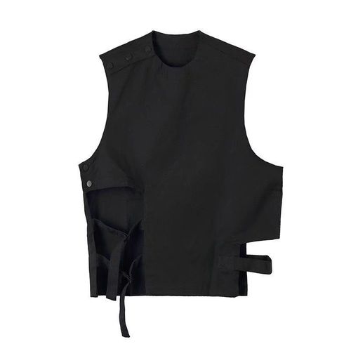 Eurasian high-street functional-style vest, layered male trendy personalized woven lapel jacket, cool punk workwear vest, male outerwear