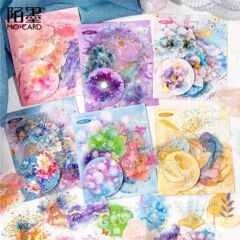 糖诗PET立体镭射银贴纸包 流光梦境系列 20张入水彩主题打底贴纸