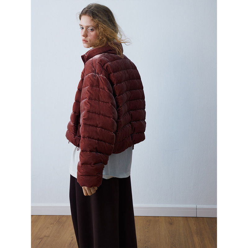 [Dahe] Winter New Casual Rds Traceable 90 White Duck down Mulberry Velvet Stand Collar down Jacket H9149