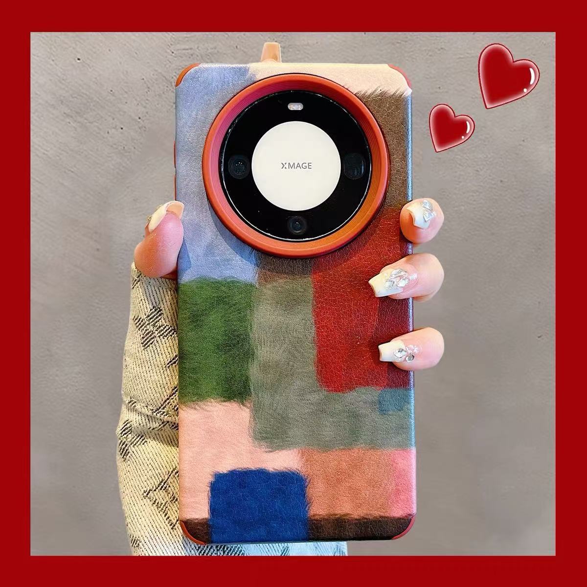 Costuras a cuadros de colores estilo ins japonés y coreano para Apple 15/16promax otoño e invierno nuevo 14/13 pareja 16p