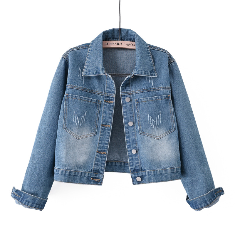 2025 New Spring and Autumn Korean Style Short Denim Tops Women's Slim Fit Versatile Casual Tops Tops Cross-Border Wholesale 2025 New Spring and Autumn Korean Style Short Denim Tops Women's Slim Fit Versatile Casual Tops Tops Cross-Border Wholesale