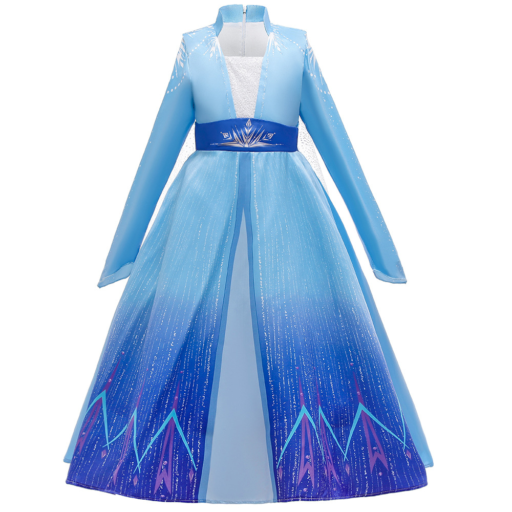 Frozen 2 dibujos animados impreso manga larga Niña vestido Frozen 2 nuevo Aisha princesa vestido de los niños