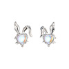 Sophisticated universal rabbit, zirconium, small design advanced demi-season earrings, trend of season