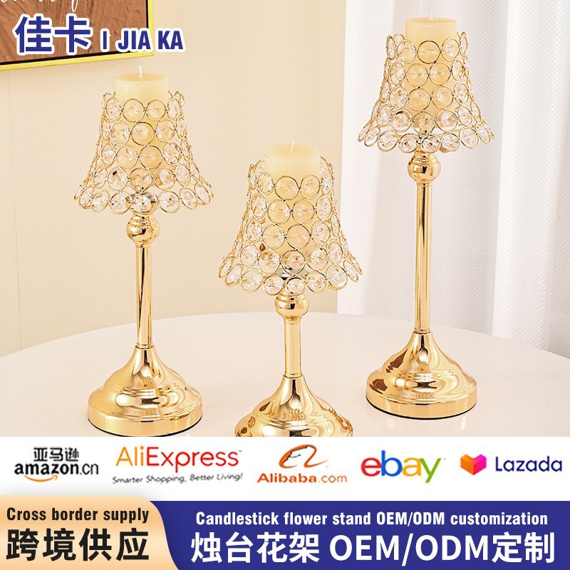 Candelaria en forma de paraguas estilo europeo candelabros de cristal bodas candelabros ornamentos de decoración romántica