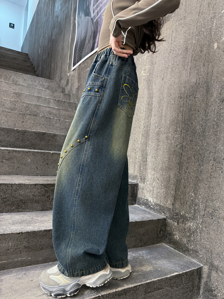 Spot 25008 Retro Pearl Jeans New Children's Miscellaneous European And American Jeans_voghion.com