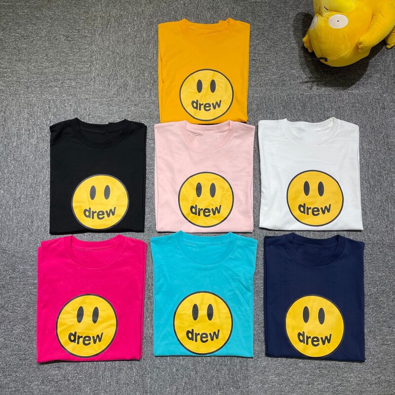 DREW Smiley Basic LOGO Print Justin Bieber Men and Women Couples Fashion FOG Short-sleeved T-shirt ZGPB