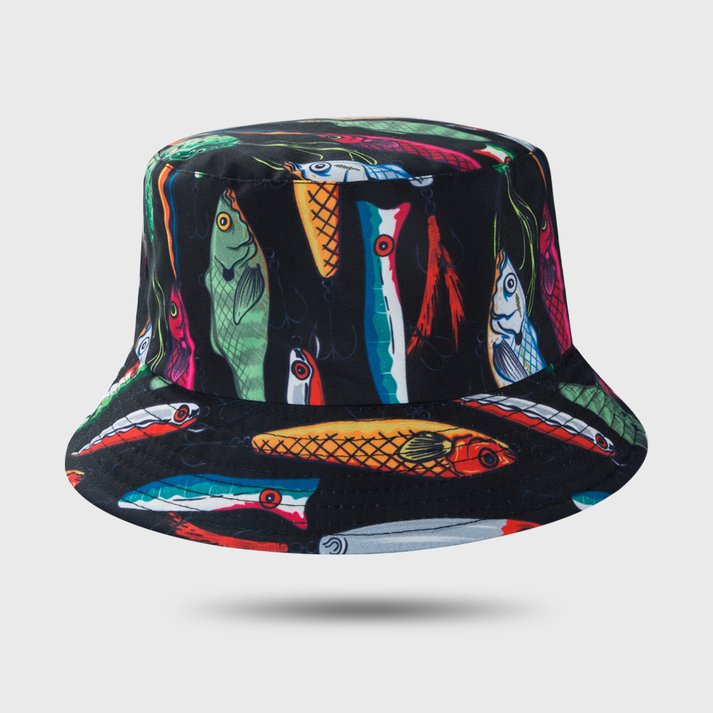 120g Weight Housewarming, Anniversary, Business, Wedding, Outdoor, Travel, Birthday, Festival, Sports, Shopping Occasion Cotton Material Graffiti Pattern Unisex Gender Fashion Style One Size Size New Fisherman Hat Personality Simple And Colorful Wild Flat Top Double-sided Can Wear Basin Hat 5