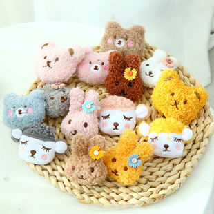 K-Style of Cartoon Teddy Velvet Small Animal Accessories Cute Plush Brooch Jewelry Backpack Kidsren DIY Decorative Accessories