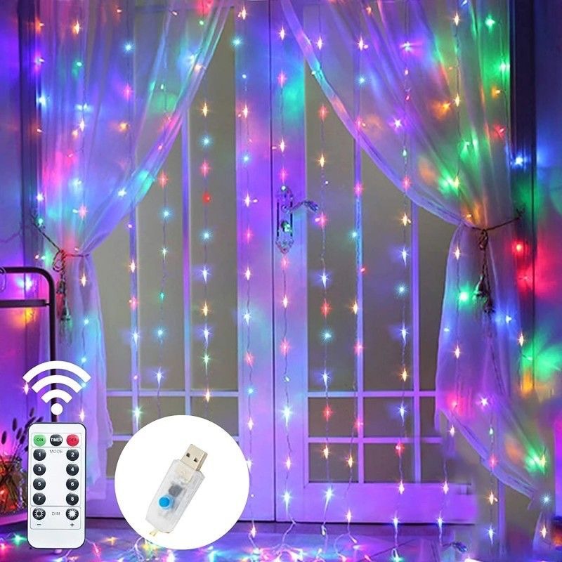 Transfronterizo LED cable de cobre lámpara de cortina con gancho 3 * 3m USB lámpara de cortina de control remoto de Navidad decoración de luces de color