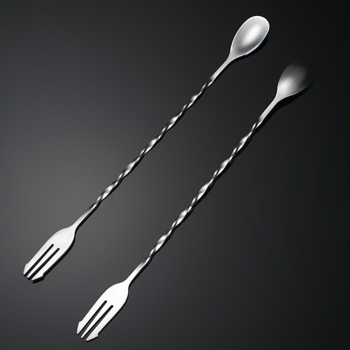 304 stainless steel spoon, cocktail mixing spoon, coffee stirring spoon, milk tea spoon, bar double-headed long-handled spoon