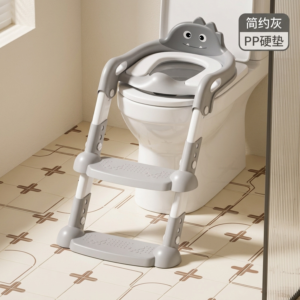 Asiento de inodoro para niños cuidadosamente seleccionado, con escalones, taburete plegable para niños y niñas, asiento de inodoro con escalón para niños.